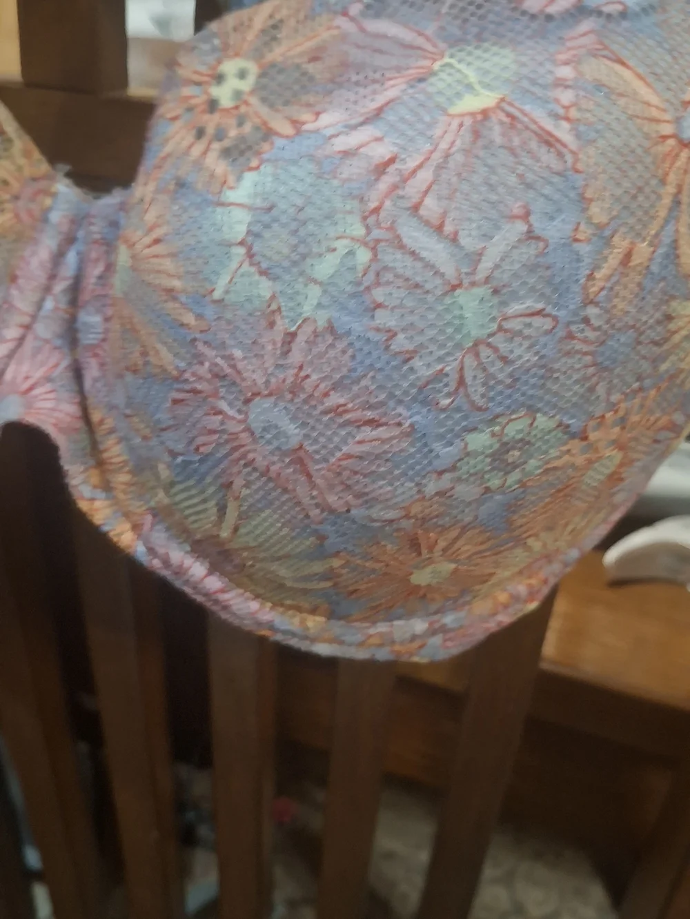No Boundaries Pink & Blue Bra with Multicolor Floral Lace - Picture 3 of 6